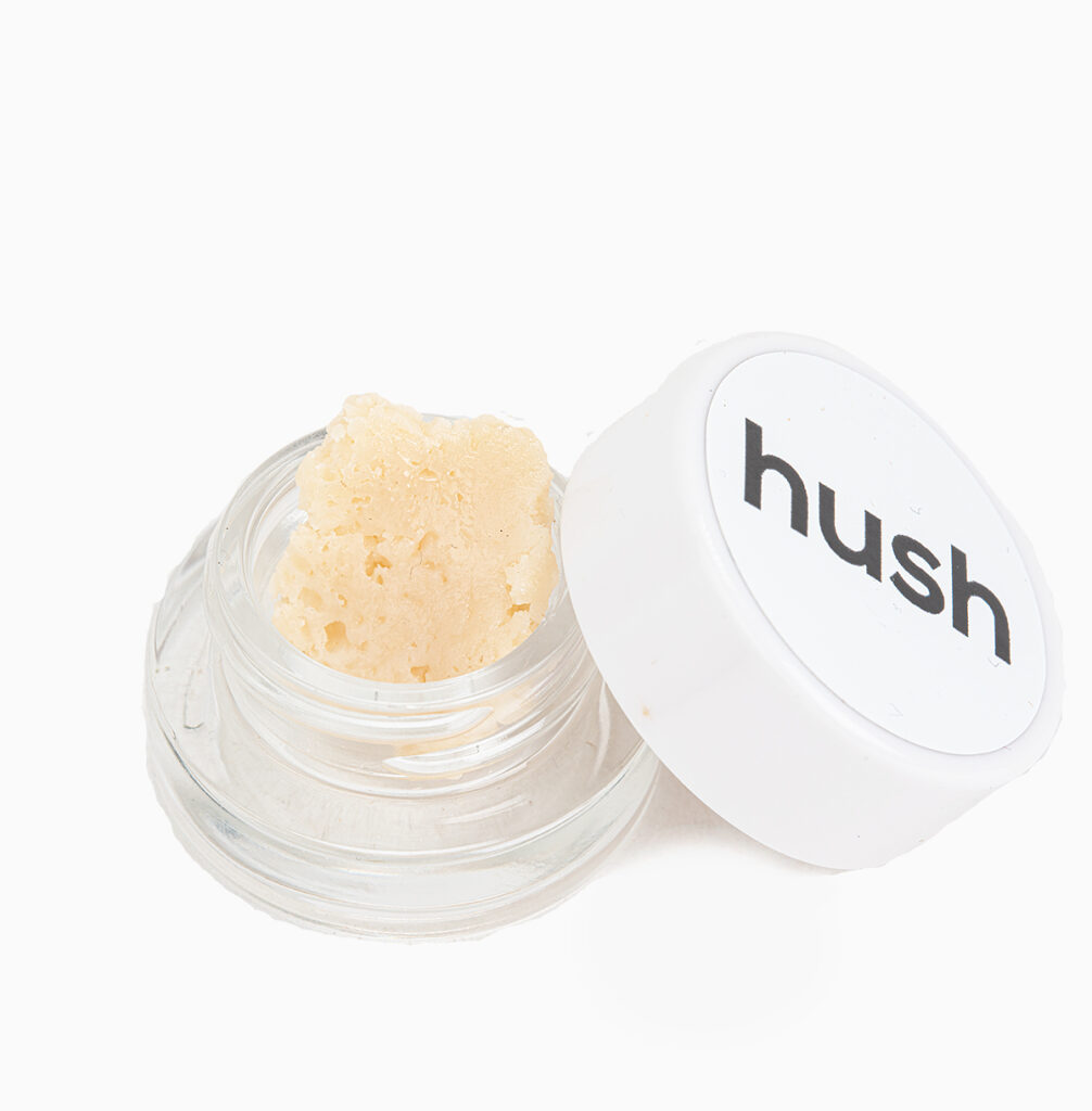 A small jar of Sumo budder produced bu Hush; its pale vanilla in colour and semi dense with crumbly bits.